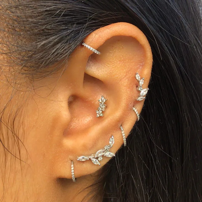 Trendolla Jewelry Mini Floral Piercing Barbell Ball Back Earrings Sleeper Earrings Earrings