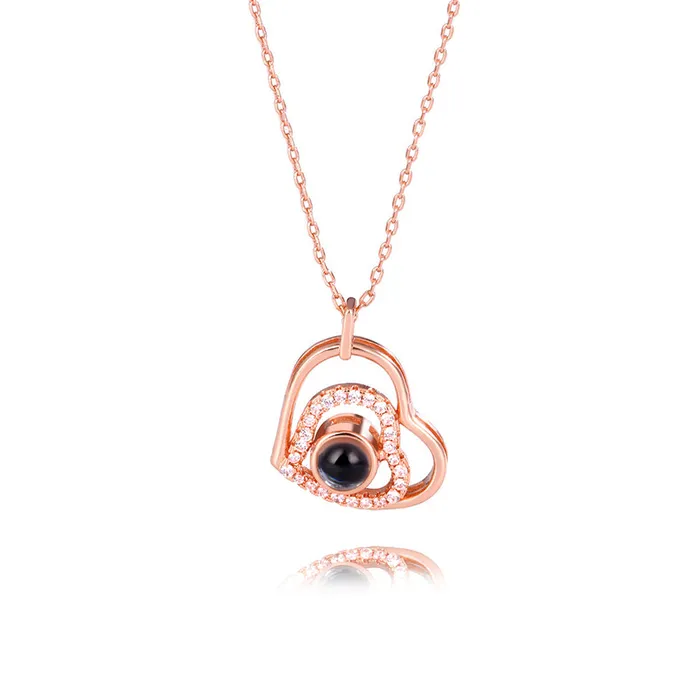 Trendolla Jewelry Necklaces Zirconia Heart Pendant Projection Necklace with Picture inside Trendolla Jewelry Necklaces Zirconia Heart Pendant Projection Necklace with Picture inside