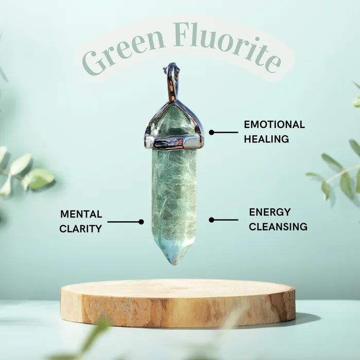 CSJA Green Fluorite Crystal Necklace Necklaces