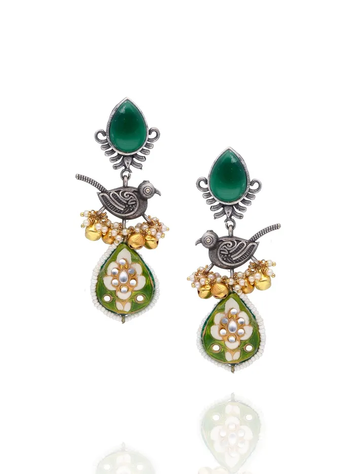 Curio Cottage Earrings Aria Emerald Green Parrot Dangler Earrings Curio Cottage Earrings Aria Emerald Green Parrot Dangler Earrings