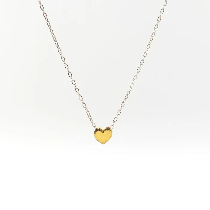 Necklaces Gold Vermeil Small Heart Puff Necklace Mimi Marge