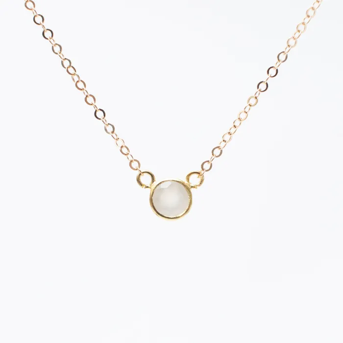 Necklaces Mimi Marge Gold Moonstone Comini Circle Stone Necklace