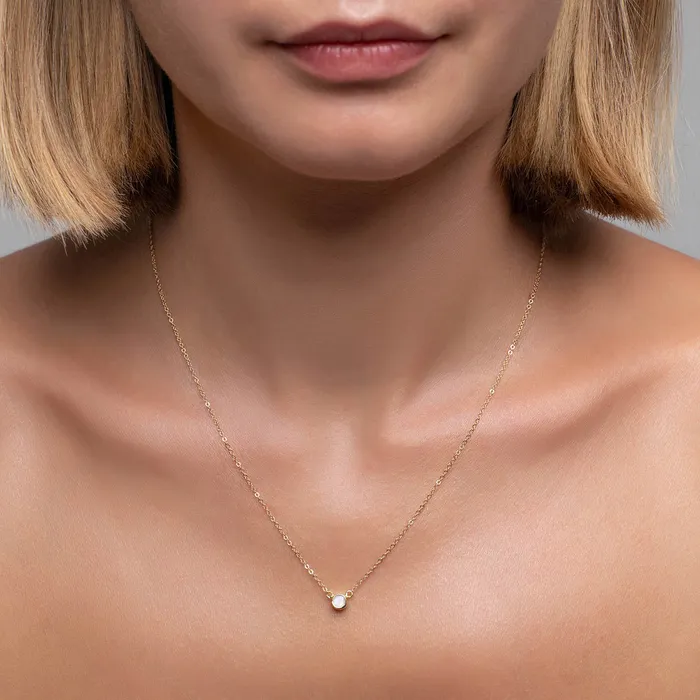 Necklaces Mimi Marge Gold Moonstone Comini Circle Stone Necklace