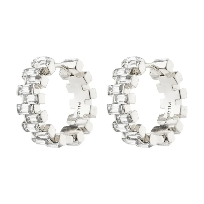 Pilgrim Rings Create Silver Plated Crystal Hoops