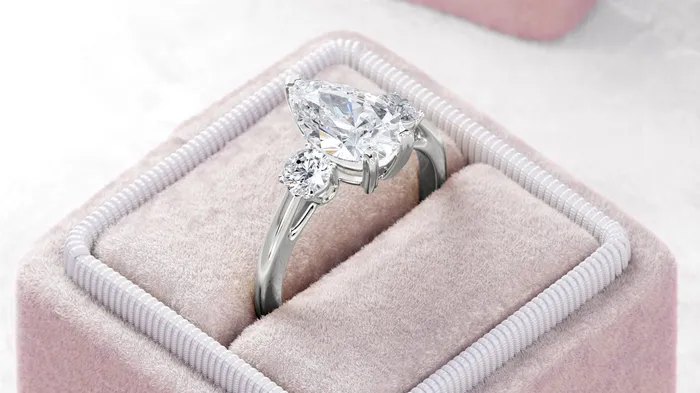 Rings FL LLC White Gold Pear Moissanite Engagement Ring White Gold Engagement Ring Pear Cut Vintage Engagement Ring Real Moissanite Engagement Ring