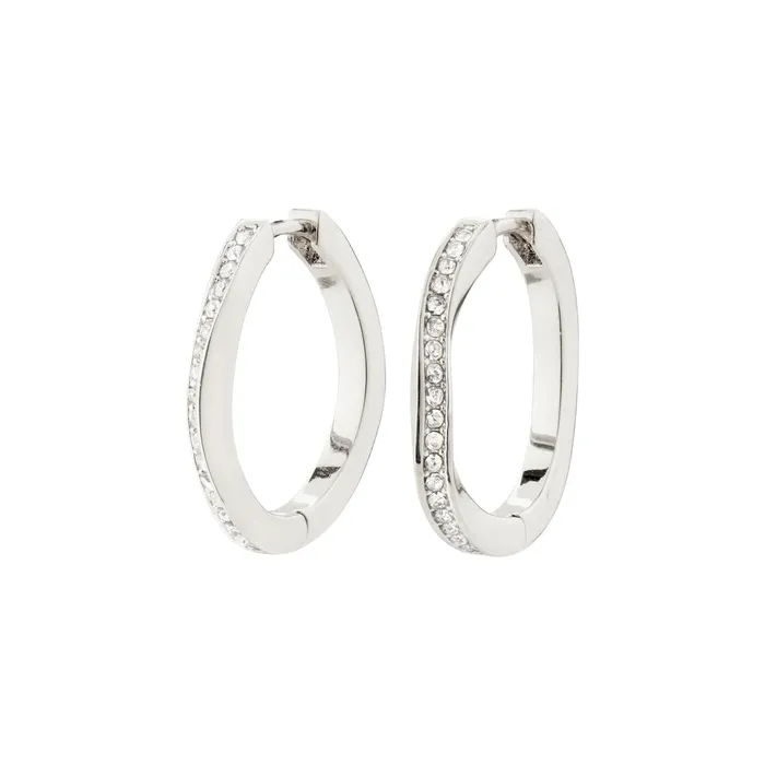 Rings True Silver Plated Crystal Hoops Pilgrim