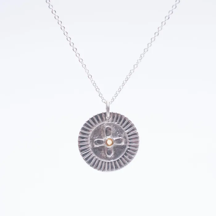 Silver Citrine Medallion Necklace Mimi Marge Necklaces