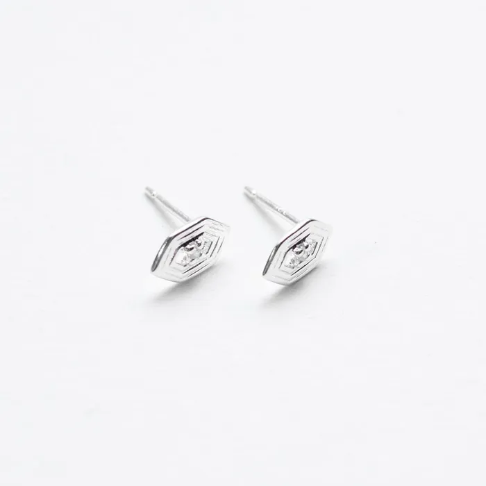 Silver Hex Shaped Studs Tashi Rings