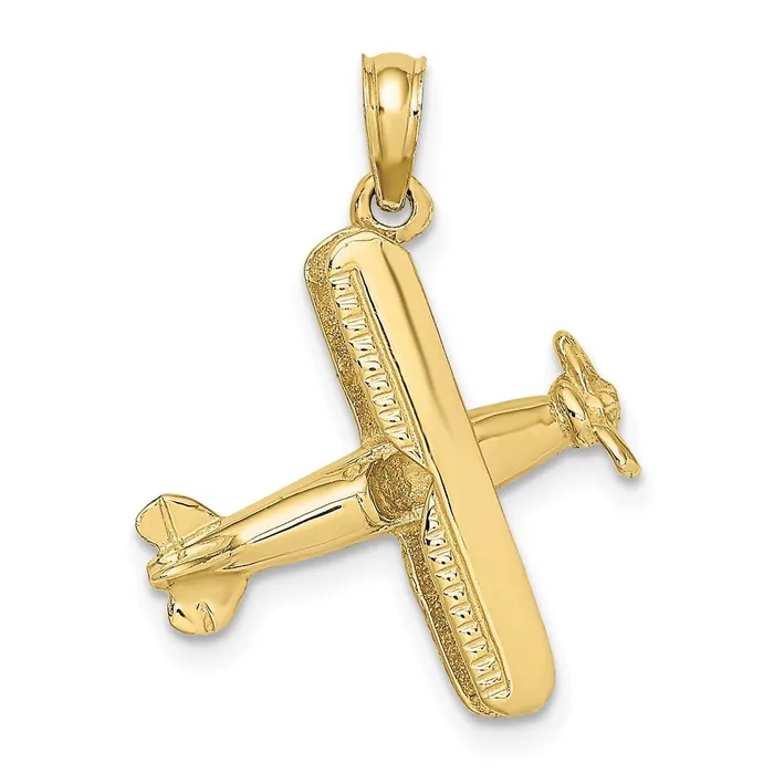10k 3D BiPlane CharmWBC10D1227 WB Choice Jewelry Charm Necklaces