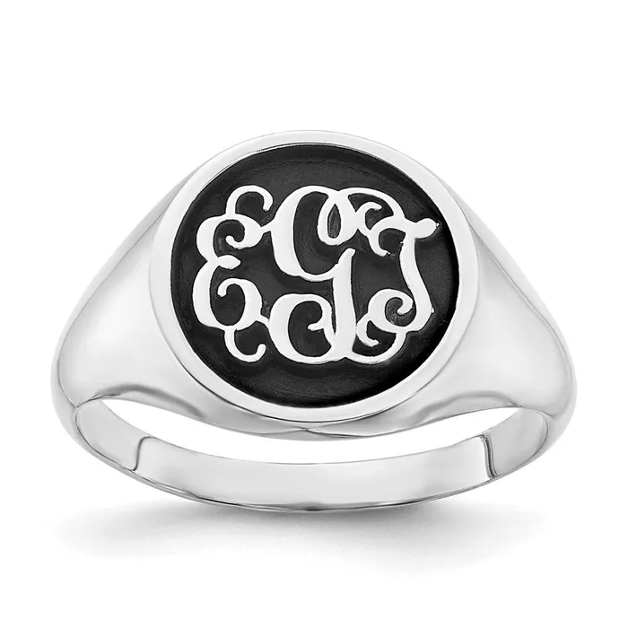 10KW Polished with Antiqued Background Monogram RingWBC10XNR68W WB Choice Jewelry Rings