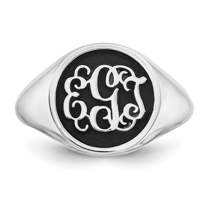 10KW Polished with Antiqued Background Monogram RingWBC10XNR68W WB Choice Jewelry Rings 10KW Polished with Antiqued Background Monogram RingWBC10XNR68W WB Choice Jewelry Rings