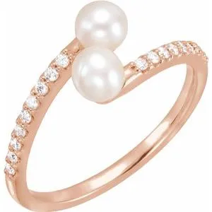 14K Rose Freshwater Cultured Pearl 16 CTW Diamond Bypass Ring 6510607PSTWBC WB Choice Jewelry Rings 14K Rose Freshwater Cultured Pearl 16 CTW Diamond Bypass Ring 6510607PSTWBC WB Choice Jewelry Rings