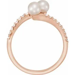 14K Rose Freshwater Cultured Pearl 16 CTW Diamond Bypass Ring 6510607PSTWBC WB Choice Jewelry Rings 14K Rose Freshwater Cultured Pearl 16 CTW Diamond Bypass Ring 6510607PSTWBC WB Choice Jewelry Rings