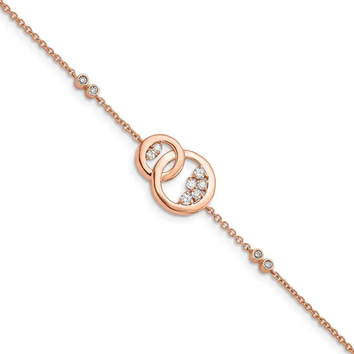 14k Rose Gold Diamond Double Circle wStar Dangle 7in BraceletWBCBM6869033RA WB Choice Jewelry Bracelets 14k Rose Gold Diamond Double Circle wStar Dangle 7in BraceletWBCBM6869033RA WB Choice Jewelry Bracelets