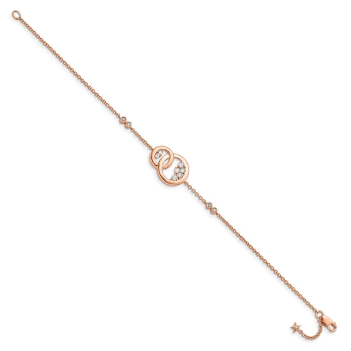 14k Rose Gold Diamond Double Circle wStar Dangle 7in BraceletWBCBM6869033RA WB Choice Jewelry Bracelets 14k Rose Gold Diamond Double Circle wStar Dangle 7in BraceletWBCBM6869033RA WB Choice Jewelry Bracelets