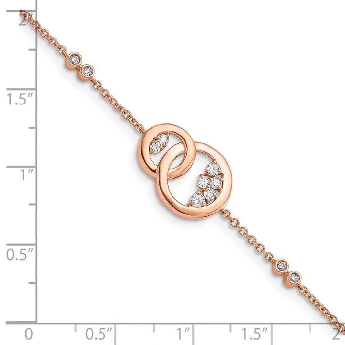 14k Rose Gold Diamond Double Circle wStar Dangle 7in BraceletWBCBM6869033RA WB Choice Jewelry Bracelets 14k Rose Gold Diamond Double Circle wStar Dangle 7in BraceletWBCBM6869033RA WB Choice Jewelry Bracelets