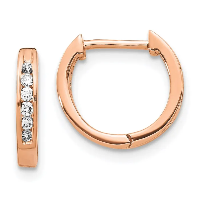14k Rose Gold Polished Diamond Hinged Hoop EarringsWBCEM5349013RA WB Choice Jewelry Earrings 14k Rose Gold Polished Diamond Hinged Hoop EarringsWBCEM5349013RA WB Choice Jewelry Earrings