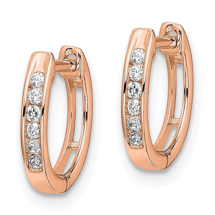 14k Rose Gold Polished Diamond Hinged Hoop EarringsWBCEM5349013RA WB Choice Jewelry Earrings 14k Rose Gold Polished Diamond Hinged Hoop EarringsWBCEM5349013RA WB Choice Jewelry Earrings