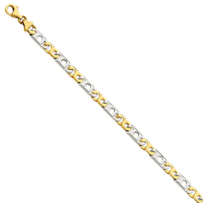 14K Twotone 6mm Handpolished Fancy Link BraceletWBCLK2259 WB Choice Jewelry Bracelets 14K Twotone 6mm Handpolished Fancy Link BraceletWBCLK2259 WB Choice Jewelry Bracelets