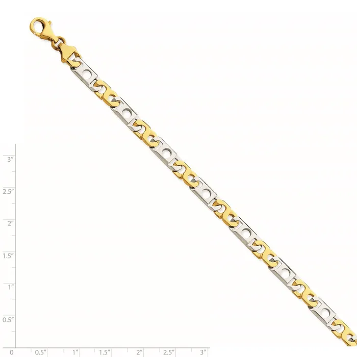 14K Twotone 6mm Handpolished Fancy Link BraceletWBCLK2259 WB Choice Jewelry Bracelets 14K Twotone 6mm Handpolished Fancy Link BraceletWBCLK2259 WB Choice Jewelry Bracelets