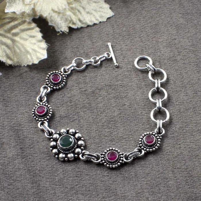 Beach Wear Real Sterling Silver Cut Stone Oxidized Bracelet Gift For Girls Women Karizma Jewels Bracelets Beach Wear Real Sterling Silver Cut Stone Oxidized Bracelet Gift For Girls Women Karizma Jewels Bracelets
