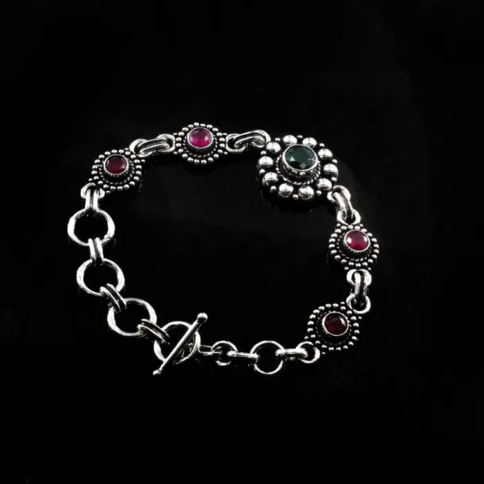 Beach Wear Real Sterling Silver Cut Stone Oxidized Bracelet Gift For Girls Women Karizma Jewels Bracelets