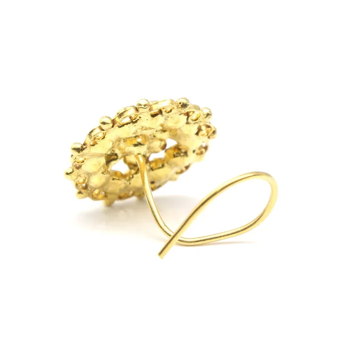 Big Ethnic Gold Plated Women Nose Stud CZ Twisted nose ring 24g Karizma Jewels Rings