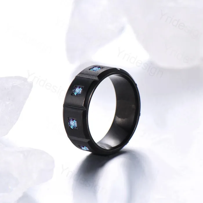 Black Gold Brushed Finish Mens Wedding Band Unisex Frame Hexagon Alexandrite Mens Wedding Ring Anniversary Stacking Matching Band Gift PENFINE Rings Black Gold Brushed Finish Mens Wedding Band Unisex Frame Hexagon Alexandrite Mens Wedding Ring Anniversary Stacking Matching Band Gift PENFINE Rings