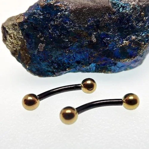 Body Clickers Rings Black Gold Titanium Curved Barbell Ring 16g Body Clickers Rings Black Gold Titanium Curved Barbell Ring 16g