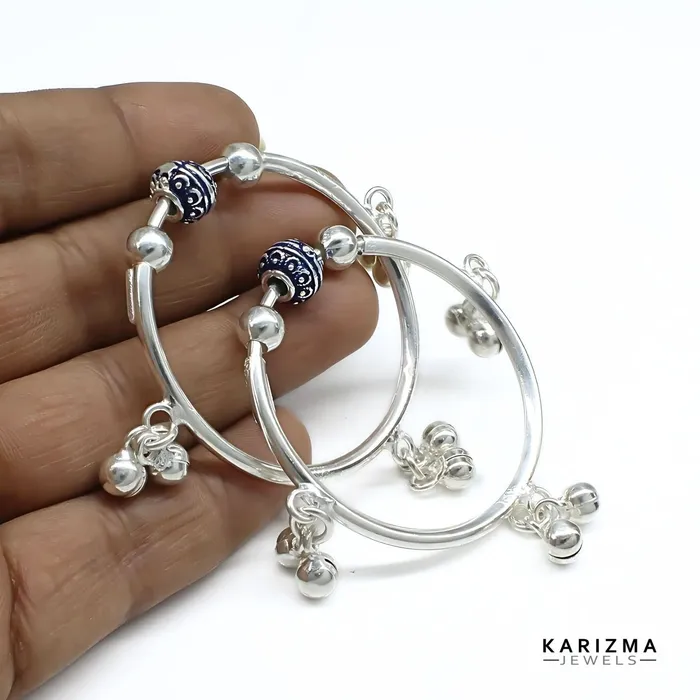 Bracelets Real Silver pretty gifts kids Bangles Bracelet With Jingle Bells Pair Karizma Jewels