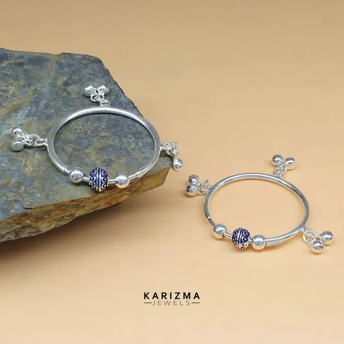 Bracelets Real Silver pretty gifts kids Bangles Bracelet With Jingle Bells Pair Karizma Jewels