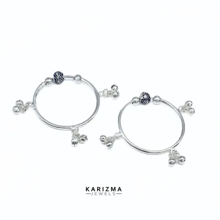 Bracelets Real Silver pretty gifts kids Bangles Bracelet With Jingle Bells Pair Karizma Jewels