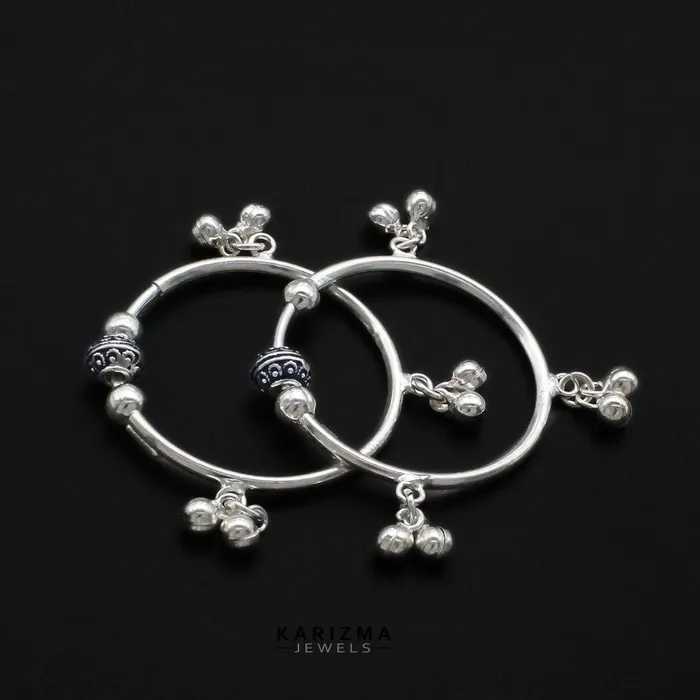 Bracelets Real Silver pretty gifts kids Bangles Bracelet With Jingle Bells Pair Karizma Jewels
