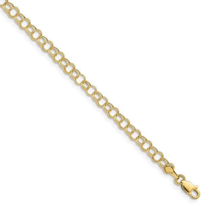 Bracelets WB Choice Jewelry 10k Hollow Double Link Charm BraceletWBC10DO3507 Bracelets WB Choice Jewelry 10k Hollow Double Link Charm BraceletWBC10DO3507