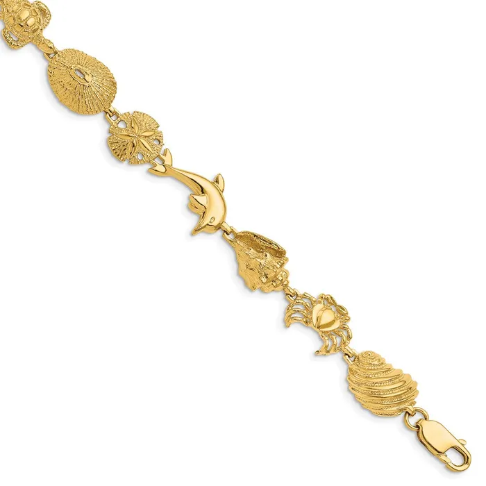 Bracelets WB Choice Jewelry 14k Multi Sea Life BraceletWBCFB11177