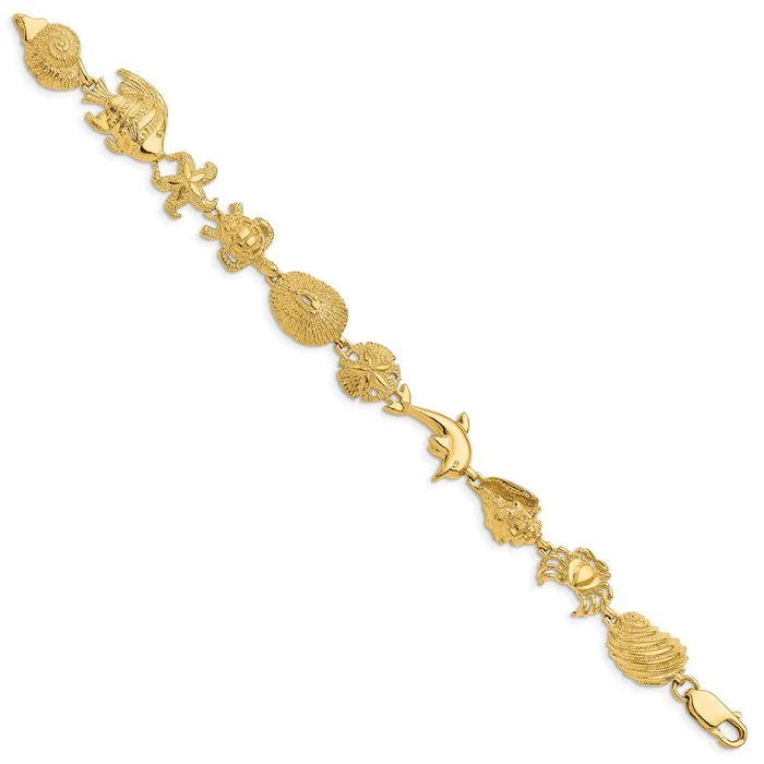 Bracelets WB Choice Jewelry 14k Multi Sea Life BraceletWBCFB11177 Bracelets WB Choice Jewelry 14k Multi Sea Life BraceletWBCFB11177