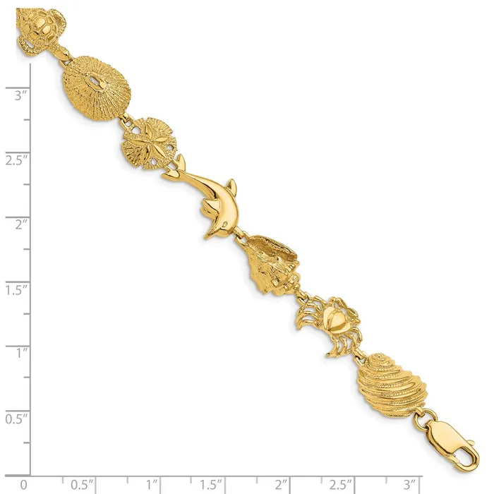 Bracelets WB Choice Jewelry 14k Multi Sea Life BraceletWBCFB11177 Bracelets WB Choice Jewelry 14k Multi Sea Life BraceletWBCFB11177