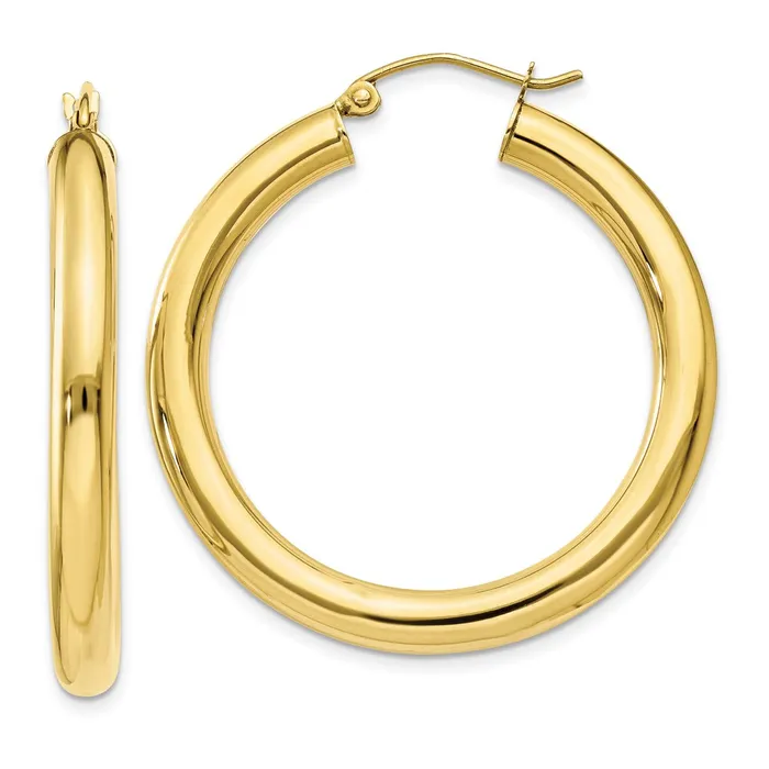Earrings 10K Polished 4mm Tube Hoop EarringsWBC10T948 WB Choice Jewelry
