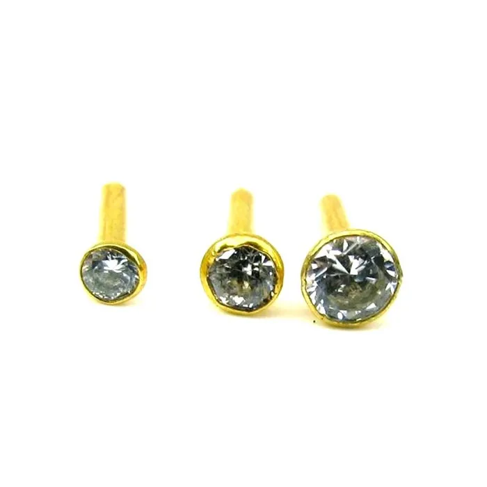 Earrings 3pc Lot Single CZ Stone Body Piercing Jewelry Nose Pinstud Solid Real 14k Yellow Gold Karizma Jewels Earrings 3pc Lot Single CZ Stone Body Piercing Jewelry Nose Pinstud Solid Real 14k Yellow Gold Karizma Jewels