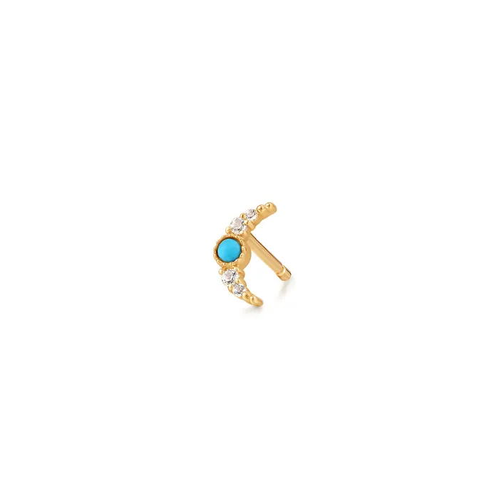 Earrings CHIC PISTACHIO NORA Turquoise White Sapphire Crescent Moon Single Earring Earrings CHIC PISTACHIO NORA Turquoise White Sapphire Crescent Moon Single Earring