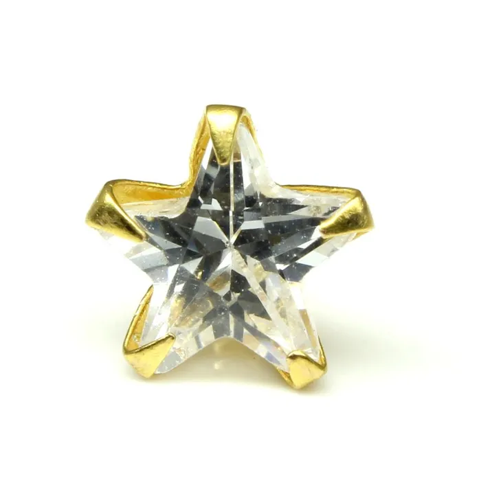 Earrings Karizma Jewels Real Gold Nose stud star shape CZ 14K Ethnic Indian Piercing Screw Nose stud Earrings Karizma Jewels Real Gold Nose stud star shape CZ 14K Ethnic Indian Piercing Screw Nose stud