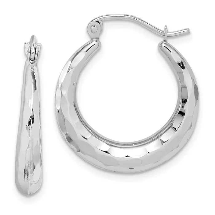 Earrings WB Choice Jewelry 10k White Gold Polished DC Hoop EarringsWBC10ER289W Earrings WB Choice Jewelry 10k White Gold Polished DC Hoop EarringsWBC10ER289W