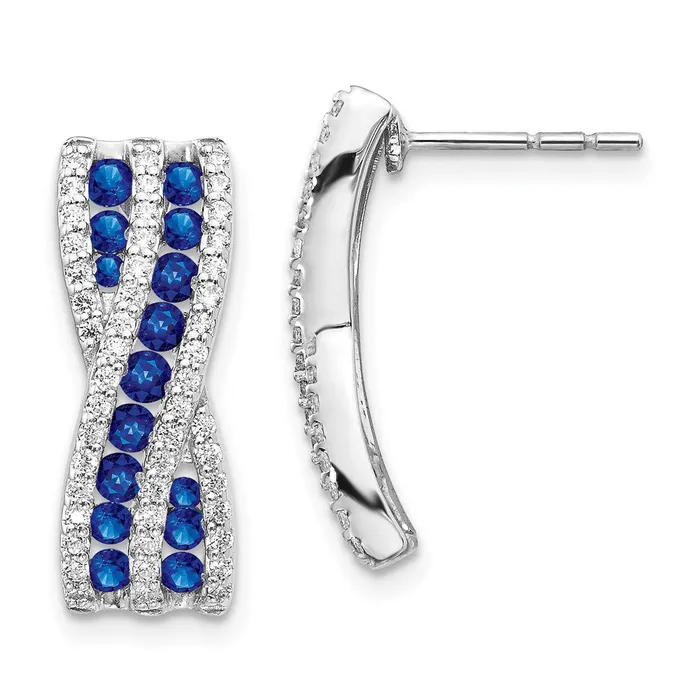 Earrings WB Choice Jewelry 14k White Gold Diamond and Sapphire Fancy EarringsWBCEM3847SA048WA Earrings WB Choice Jewelry 14k White Gold Diamond and Sapphire Fancy EarringsWBCEM3847SA048WA