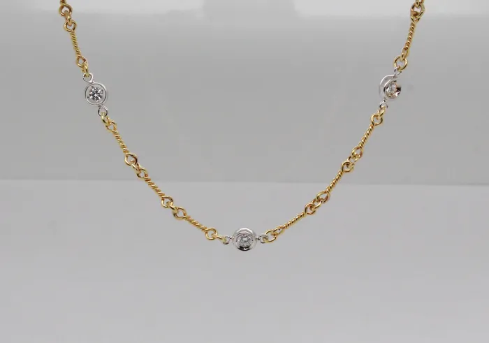 FULLERS PURCHASE FROM PUBLIC Estate 18KTT 10 Cttw Diamonds By the Yard Necklace G in Color and VS2 Necklaces FULLERS PURCHASE FROM PUBLIC Estate 18KTT 10 Cttw Diamonds By the Yard Necklace G in Color and VS2 Necklaces