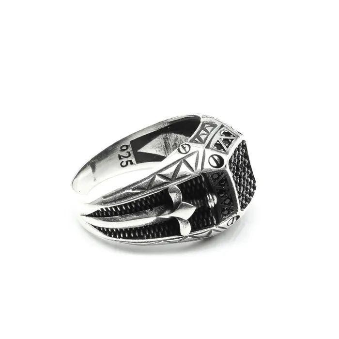Gothic 925 Sterling Silver Oxidized Black CZ Mens ring Karizma Jewels Rings
