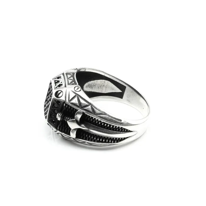 Gothic 925 Sterling Silver Oxidized Black CZ Mens ring Karizma Jewels Rings