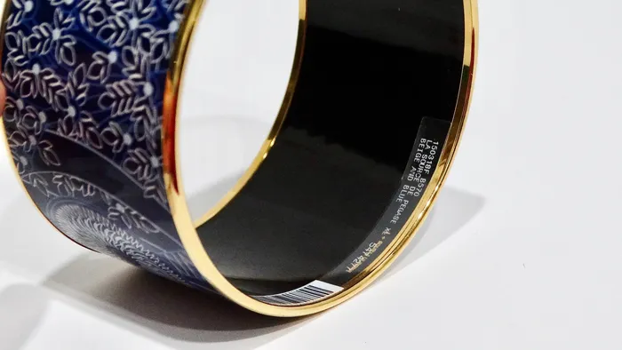 Hermes Enamel 18k Gold Plated La Source De Pegase Motif Bracelet Vintage by Misty Bracelets