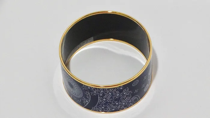 Hermes Enamel 18k Gold Plated La Source De Pegase Motif Bracelet Vintage by Misty Bracelets