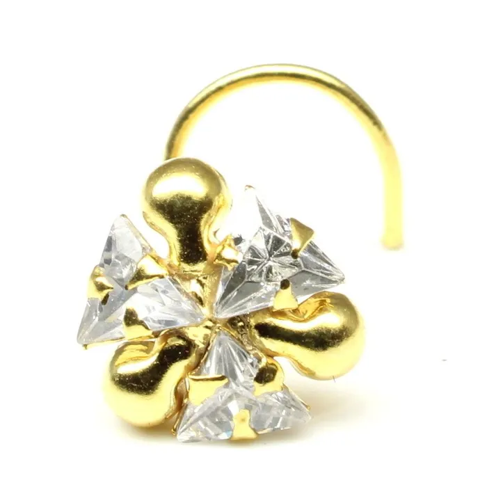 Karizma Jewels Ethnic Nose Stud White CZ stone nose stud corkscrew nose piercing ring Rings Karizma Jewels Ethnic Nose Stud White CZ stone nose stud corkscrew nose piercing ring Rings