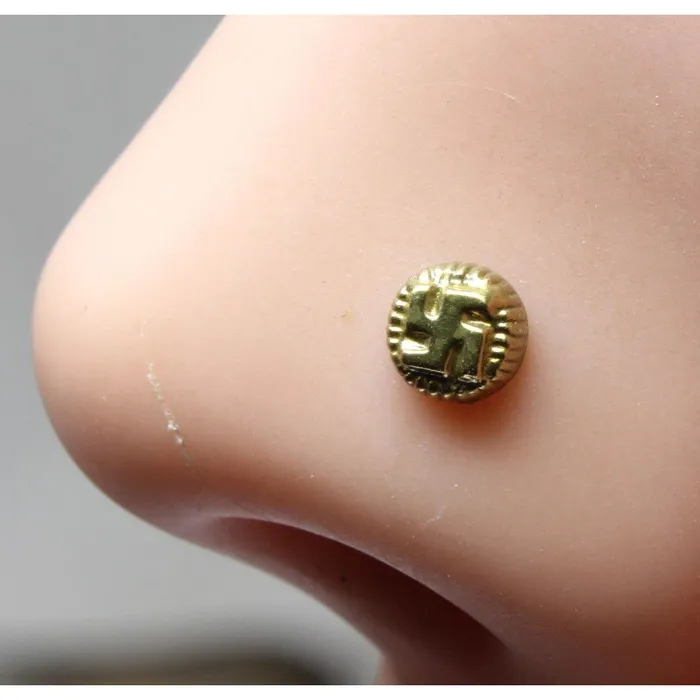 Karizma Jewels Indian Nose Stud Antique gold finish nose ring corkscrew piercing ring l bend Rings Karizma Jewels Indian Nose Stud Antique gold finish nose ring corkscrew piercing ring l bend Rings